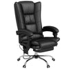 PU Leather Heated Massage Office Chair with 4 Vibration Points, Heated Reclining Computer Chair with Adjustable Height, Footrest, Black