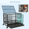 36" Heavy Duty Dog Cage Dog Crate, Metal Dog Cage Kennel with Lockable Wheels, Double Door and Removable Tray, Gray