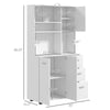 66" Kitchen Hutch Cabinet, Kitchen Pantry Cabinet with 2 Large Cabinets, Flip Up Door, 3 Drawers and Countertop, White
