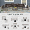 7-Piece Patio Furniture Sets Outdoor Wicker Conversation Sets PE Rattan Sectional sofa set with Cushions & Tempered Glass Desktop, Charcoal