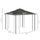 10' x 11.5' Metal Patio Gazebo, Double Roof Outdoor Gazebo Canopy Shelter w/Tree Motifs Corner Frame and Netting, Gray