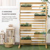 Outdoor Plant Stand with 5 Hanging Flower Boxes for Climbing Plants, Freestanding Wooden Lattice for Patio, Porch