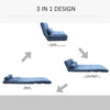 Convertible Recliner Sofa, Folding Floor Sofa Chair with Adjustable Backrest and Headrest, Blue