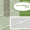 Aluminum Frame Round Patio Table with Umbrella Hole, Outdoor Dining Table for 4 People, White