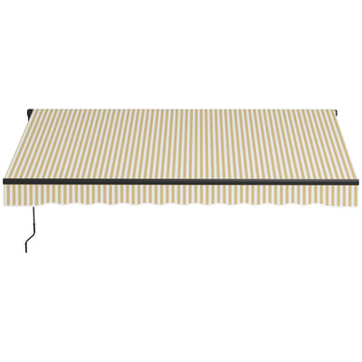 12' x 10' Retractable Awning, 280gsm UV Resistant Sunshade Shelter for Deck, Balcony, Yard, Beige and White