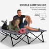 2 Person Folding Camping Cot for Adults, 50" Extra Wide Outdoor Portable Sleeping Cot with Carry Bag, Beach Hiking