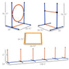 4 Pcs Agility Training Equipment for Dogs w/ Weave Poles Adjustable Hurdle Jumping Ring, Pause Box for Backyard Orange