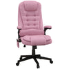 6 Point Vibrating Heated Massage Office Chair, Linen High Back Office Desk Chair, Reclining Backrest, Padded Armrests & Remote, Pink