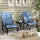 3-Piece Outdoor Gliders Set Bistro Set with Steel Frame, Tempered Glass Top Table for Patio, Garden, Light Blue