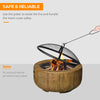 Outdoor Fire Pit with Stump Effect, 24-inch Wood-burning Brazier Fireplace with Spark Screen and Poker for Backyard Camping Bonfire