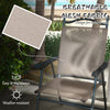 4 Piece Folding Patio Camping Chair Set, Sports Chairs for Adults with Armrests, Mesh Fabric Seat for Lawn, Brown