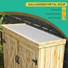 Outdoor Storage Cabinet Garden Shed with Waterproof Galvanized Metal Roof and Lockable Door, Natural