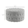 Round Ottoman Coffee Table with Velvet-feel Upholstery, Button Tufted Design and Padded Seat