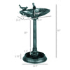 32" Antique Bird Bath Decorative Birdbath Bird Feeder Bowl with Planter Pedestal and Bird Statues, Verdigris