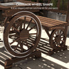 Patio Table and Chairs for 4 People Carriage Wheels Design Outdoor Furniture Set w/ for Backyard Garden, Carbonized