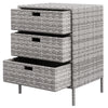 Patio PE Rattan Storage Cabinet, Wicker Pool Caddy Organizer, Outdoor Towel Rack for Pool with 3 Drawers, Gray