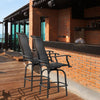 Set of 2 Outdoor Swivel Bar Stools with Armrests, Bar Height Patio Chairs with Steel Frame for Balcony, Poolside, Backyard, Black