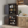 71" Freestanding Kitchen Pantry with 4 Doors and 2 Large Cabinets, Tall Storage Cabinet with Drawer, Coffee