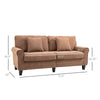 Modern Classic 3-Seater Sofa Corduroy Fabric Couch with Pine Wood Legs  Rolled Arms for Living Room  Light Brown
