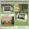 Raised Garden Bed, Outdoor Metal Planter Box with Small Greenhouse, Outdoor Planter Box with Cover, White Cover and Brown Planter