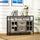 Rustic Kitchen Sideboard, Serving Buffet Cabinet with Adjustable Shelves, Glass Doors & 2 Drawers for Living Room, Gray