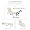 Folding Lounger Chair Sun Lounger Chair Camping Bed Cot 4-Position Adjustable Back With Pillow For Patio Garden Beach Pool Cream