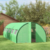 Tunnel Greenhouse Walk-in Plant Warm House with 2 Hinged Doors, 10 Mesh Windows, 24.6' x 10' x 6.6', Green