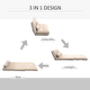 Convertible Floor Sofa Chair, Folding Couch Bed, Guest Chaise Lounge with 2 Pillows, Adjustable Backrest and Headrest, Beige