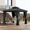 10' x 10' Hardtop Gazebo, Pavilion Gazebo with Curtains, Nettings, Aluminum Frame, Hooks, for Garden, Patio, Light Gray