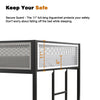 Twin Over Twin Bunk Metal Bed Frame with Mesh Guard Rail, Removable Ladder, Low Loft Bunk for Kids Bedrooms, Easy Assembly, Black