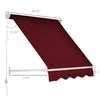 6' Drop Arm Manual Retractable Window Awning Sun Shade Shelter for Patio Balcony Outdoor, Aluminum, Wine Red