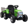 12V Ride on Tractor with Trailer, Kids Battery Powered Electric Tractor with Remote Control, 2 Motors, Music Sound, Horn & LED Lights, Green