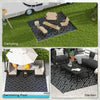 Reversible Outdoor Rug Carpet RV Camping Rugs with Carry Bag, 9' x 12', Black & Gray Geometric