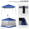 12' x 12' Pop Up Canopy, Foldable Canopy Tent with Carrying Bag, Mesh Sidewalls and Adjustable Height for Outdoor, Garden, Party, Blue