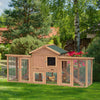 80" Wooden Chicken Coop House, Backyard Hen Poultry Cage with Nesting Box, Double Run, Removable Tray and Asphalt Roof, Natural/Green