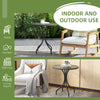26" Round Patio Table, Outdoor Side Table with Steel Frame and Slat Tabletop for Garden, Backyard, Distressed Gray