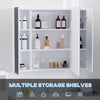 LED Bathroom Mirrow Cabinet, Wall-Mounted Bathroom Medicine Mirror Organizer with Dimmer Touch Switch, 3 Doors & USB Charged, White