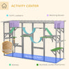 Outdoor Cat Cages Enclosures, Wooden Outdoor Cat House, Weather Protection Roof, Cat Shelter Kitten Playpen with Shelves & Bridges