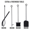 Firewood Rack with Fireplace Tools, Indoor OutdoorFirewood Holder, Includes Poker, Tongs, Broom, Shovel, Black