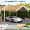 10 x 20ft Carport Replacement Canopy, UV Resistant Garage Car Cover with Ball Bungee Cords, Beige