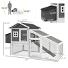 69" Chicken Coop Wooden Backyard Hen Cage, Rabbit Hutch Pen with Nesting Box, Run & Removable Tray for Easy Cleaning, Poultry Cage, Gray