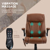 Heated Massage Office Chair with 6 Vibration Points, Heated Faux Leather Computer Chair with Flip-up Armrest, Adjustable Height, Brown