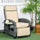 Outdoor Recliner Chair with Adjustable Backrest, Cushion, Side Tray, Khaki