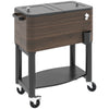60 Quart Outdoor Cooler Cart, Rolling Ice Chest with Bottom Shelf and Bottle Opener for Backyard Deck Poolside Party