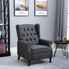 Fabric Reclining Sofa, Tufted Back Arm Chair, Adjustable Club Chair Padded Living Room Lounge, Vintage Linen, Dark Gray