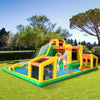 6 in 1 Inflatable Water Slide with Large Pool, Soccer Goal, Trampoline, Climbing Wall, Kids Bounce House with Blower & Bag, for 3-8 Years Old