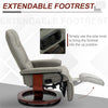 Adjustable Swivel Lounge Chair, Faux Leather Manual Recliner with Footrest, Armrest and Wrapped Wood Base for Living Room, Grey