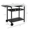Outdoor Bar Table w/ Stainless Steel Tabletop, Outdoor Kitchen Island w/ 2-Tier Shelf & Wheels, Patio Serving Cart for Poolside Garden, Black
