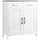 Bathroom Floor Cabinet, Freestanding Linen Cabinet, Storage Cupboard with 2 Drawers, Double Doors, Adjustable Shelf, White