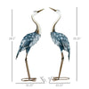 Set of 2 Garden Sculptures Crane Garden Statues for Lawn Patio Backyard Decoration, 28.5"-29", Blue
